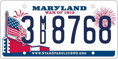 MD license plate 3MD8768