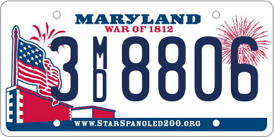 MD license plate 3MD8806