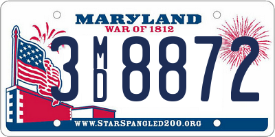 MD license plate 3MD8872