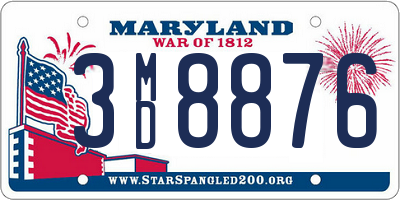 MD license plate 3MD8876