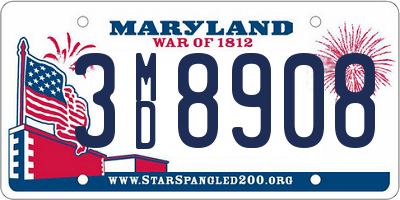 MD license plate 3MD8908