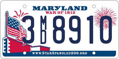 MD license plate 3MD8910