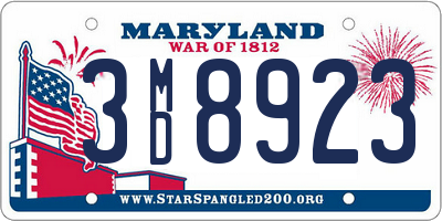 MD license plate 3MD8923