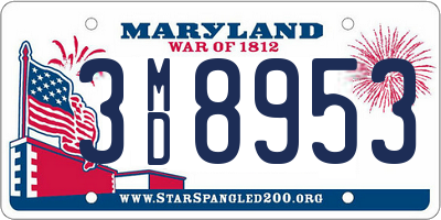 MD license plate 3MD8953