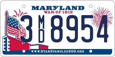 MD license plate 3MD8954