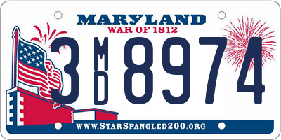 MD license plate 3MD8974