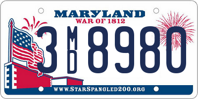 MD license plate 3MD8980