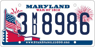 MD license plate 3MD8986