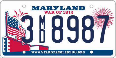 MD license plate 3MD8987