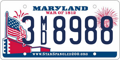 MD license plate 3MD8988