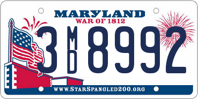 MD license plate 3MD8992