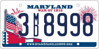 MD license plate 3MD8998