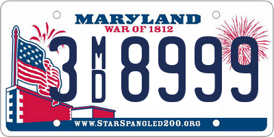 MD license plate 3MD8999