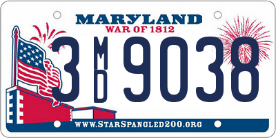 MD license plate 3MD9038