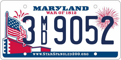 MD license plate 3MD9052