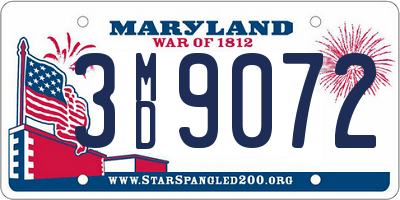 MD license plate 3MD9072