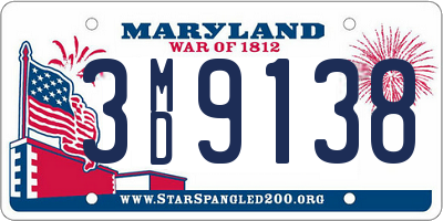 MD license plate 3MD9138