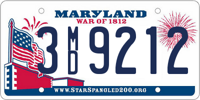 MD license plate 3MD9212