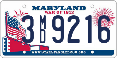 MD license plate 3MD9216