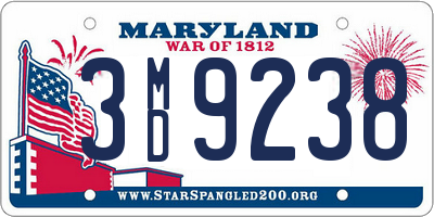 MD license plate 3MD9238