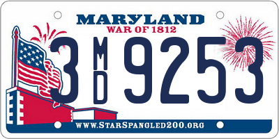 MD license plate 3MD9253