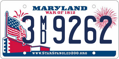 MD license plate 3MD9262