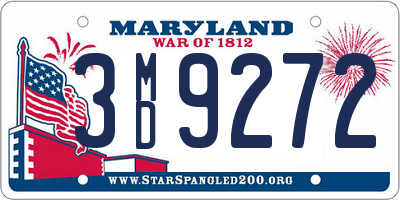 MD license plate 3MD9272