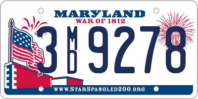 MD license plate 3MD9278