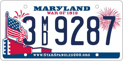 MD license plate 3MD9287