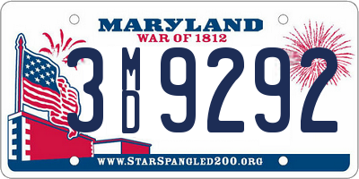 MD license plate 3MD9292