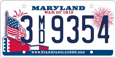 MD license plate 3MD9354