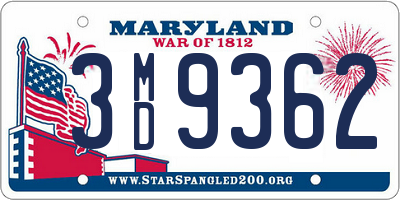 MD license plate 3MD9362