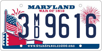 MD license plate 3MD9616