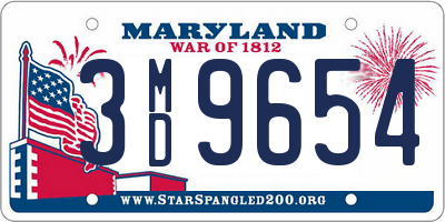 MD license plate 3MD9654
