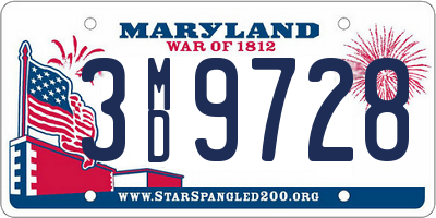 MD license plate 3MD9728