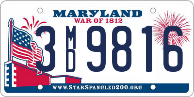 MD license plate 3MD9816