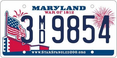 MD license plate 3MD9854