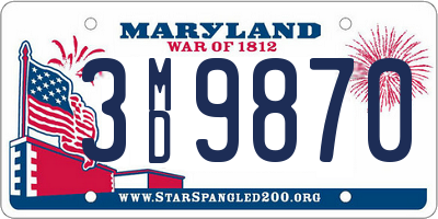 MD license plate 3MD9870