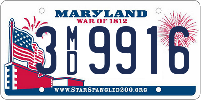 MD license plate 3MD9916