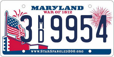 MD license plate 3MD9954