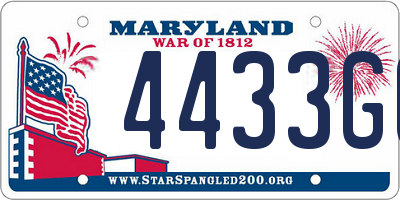 MD license plate 4433GC