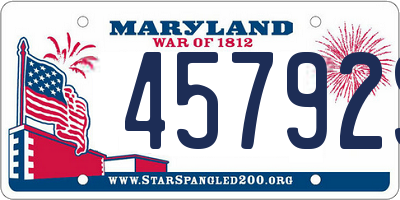 MD license plate 45792S