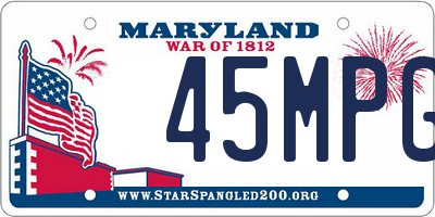 MD license plate 45MPG