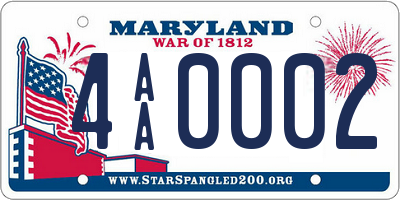 MD license plate 4AA0002