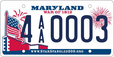 MD license plate 4AA0003