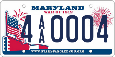 MD license plate 4AA0004