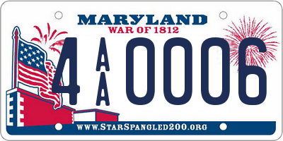 MD license plate 4AA0006