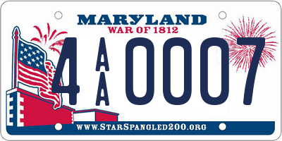 MD license plate 4AA0007