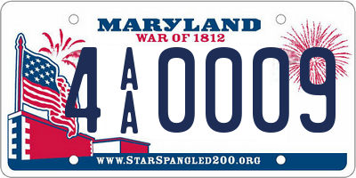 MD license plate 4AA0009