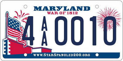 MD license plate 4AA0010